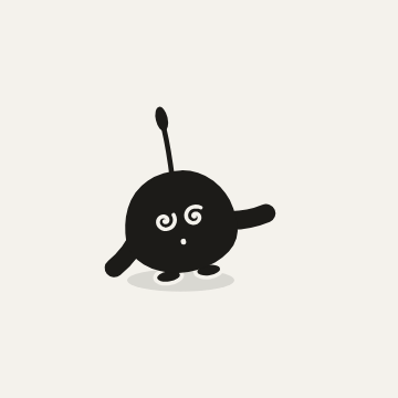 The creature giggling, eyes closed and mouth open